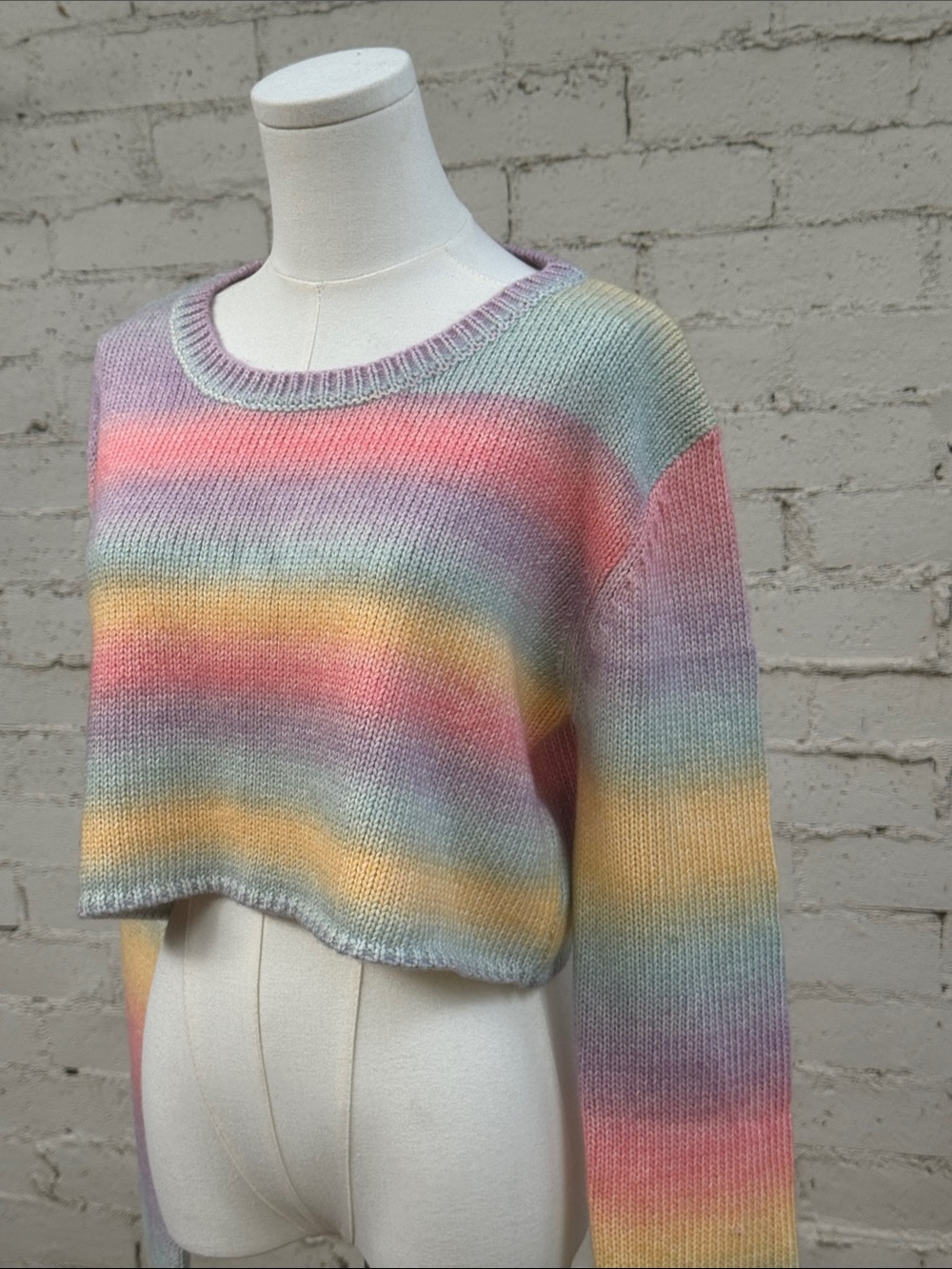 Dolls Kill Sugar Thrillz Rainbow Sadie Hawkins Striped Sweater Size M - Picture 5 of 11